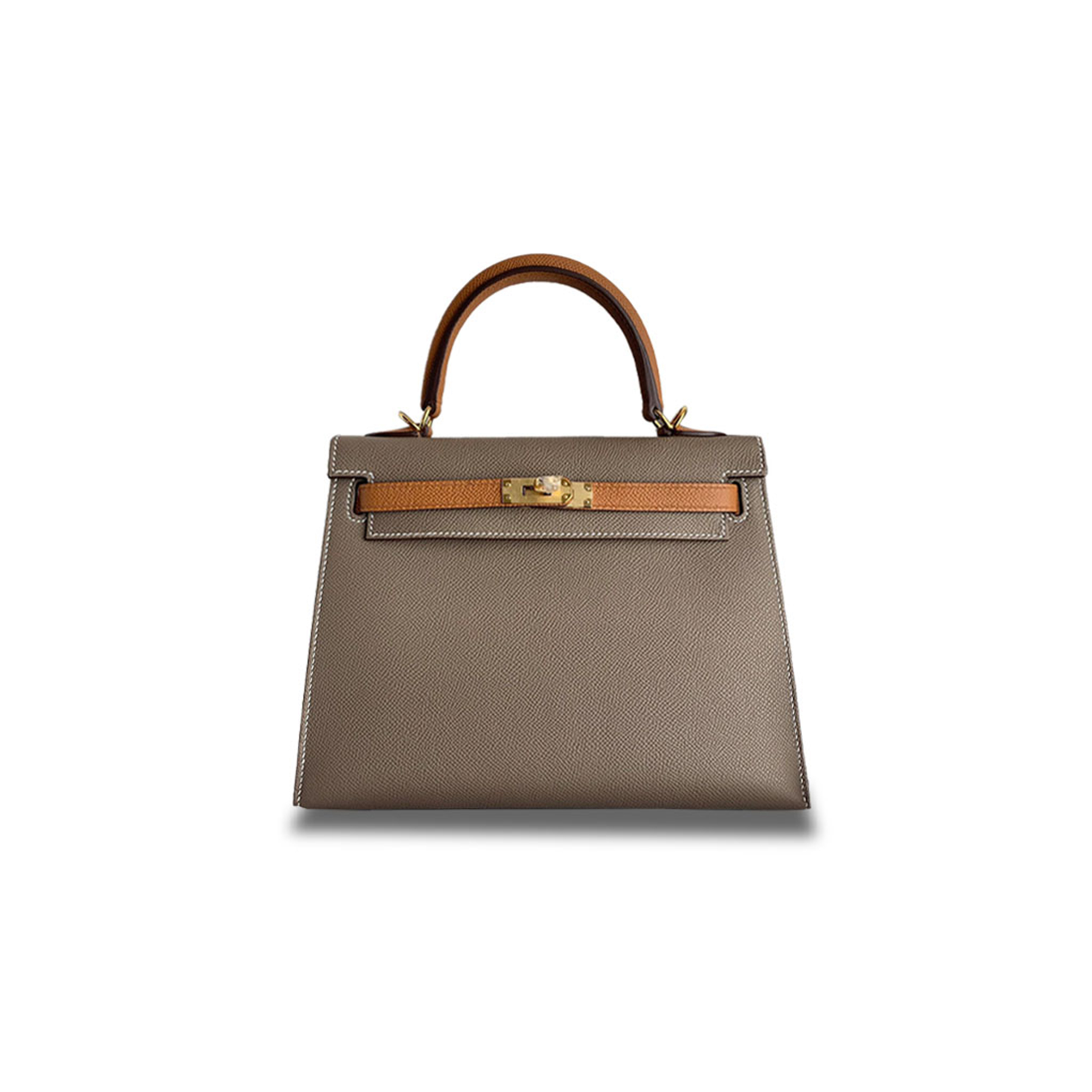HERMÈS MASTER KELLY 25 EPSOM ELEPHANT GRAY WITH GOLDEN BROWN GOLD BUCKLE (25*17*7cm) 